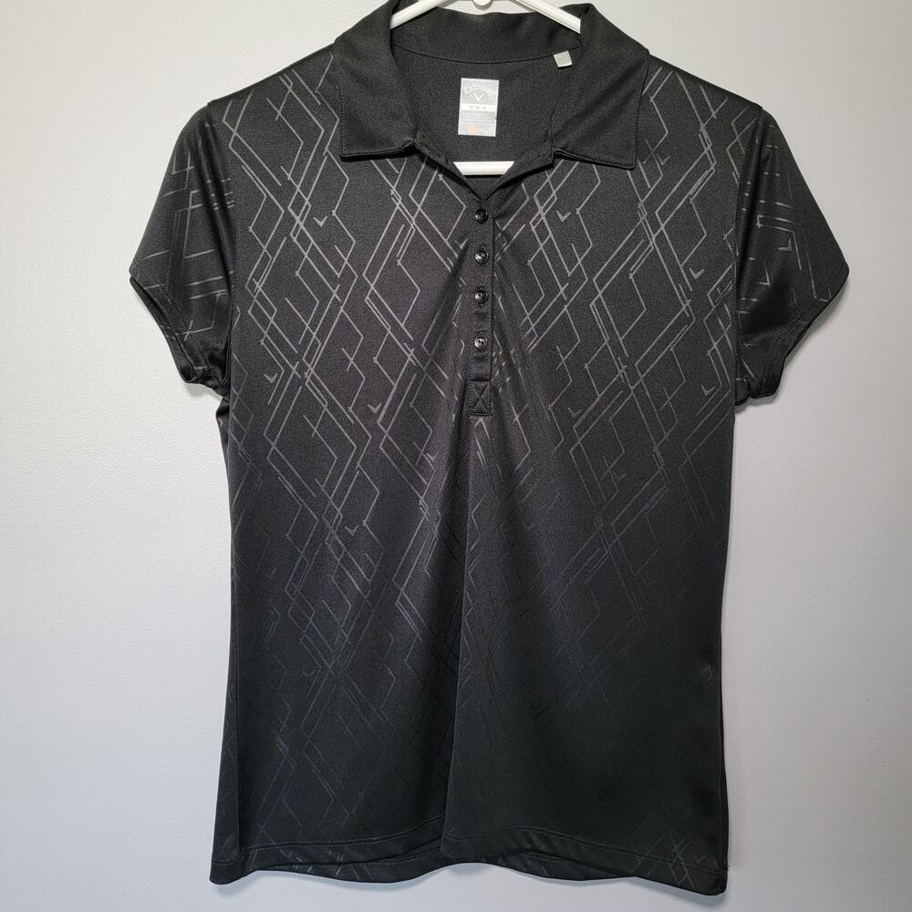Callaway Golf Tennis Preppy Polo Womens Sz M Black Opti-Dri Athletic Athleisure